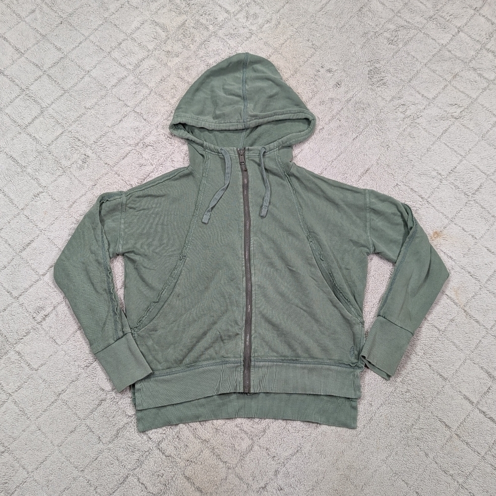 Free People Jacket Womens S Green Pine Only One Hooded Full Zip Sweatshirt